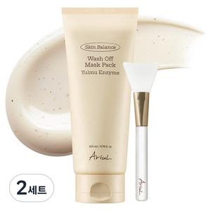 아리얼 스킨 밸런스 율무 효소 워시오프 마스크팩 200ml + 스패출러 세트, 2세트