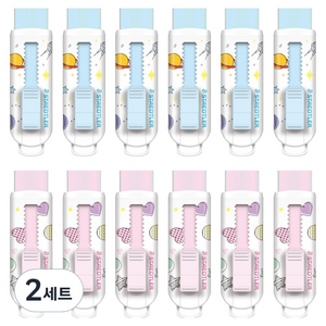 스테들러 525 Star Heart 슬라이딩 지우개 2종 x 6p 세트, 블루, 핑크, 2세트