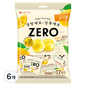 롯데제로 시트러스 유자 젤리 17개입, 238g, 6개