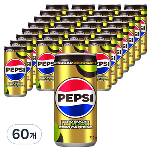 펩시 제로슈거 라임향 제로카페인 탄산음료, 210ml, 60개
