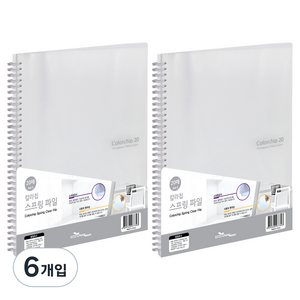 에코청운 칼라칩 스프링 화일 20매 A4, 투명, 6개입