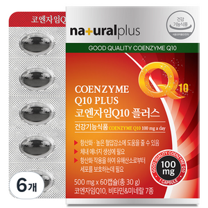 내츄럴플러스 코엔자임Q10 플러스 30g, 60정, 6개