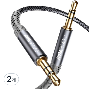 코드웨이 3.5mm AUX 스테레오 오디오 케이블, 1m, 혼합색상, 2개