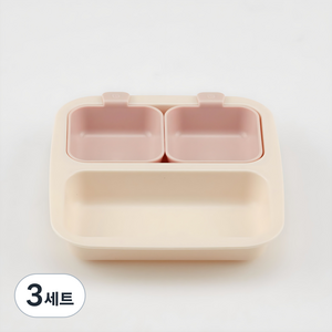 네스틱 미니플레이트 유아식판 3p, 바닐라핑크, 플레이트 + 스몰볼 2p, 3세트