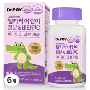 웰키커 어린이 철분 & 비타민C, 120정, 6개