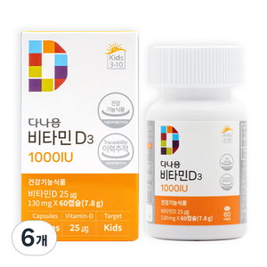 다나음 비타민 D 1000IU 연질캡슐 (어린이용), 60정, 6개