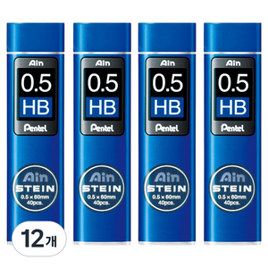 펜텔아인 아인슈타인 샤프심 한글판 HB C275-HBKR, 12개, 0.5mm