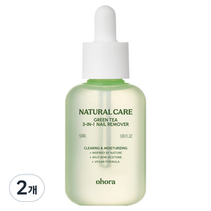 오호라 내추럴케어 그린티 3 in 1 네일리무버, 2개, 50ml