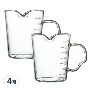 칼딘 내열유리 더블 푸어링 핸들 샷잔 90ml, 투명, 4개