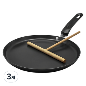 벨라쿠진 인덕션 크레페 팬케이크 팬 + 우드 스프레더 세트, 25cm, 3개