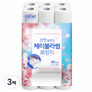 코멧 블루밍 체리블라썸 화장지, 30m, 30롤, 3개