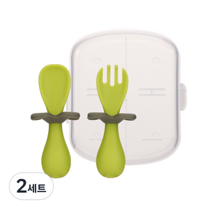 맘스트리 플라워 스푼 세트, 라임, 스푼 + 포크 + 케이스, 2세트