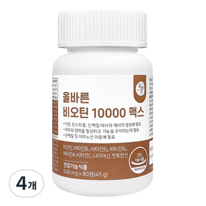 올바른건강식품 비오틴 10000 맥스 45g, 90정, 4개
