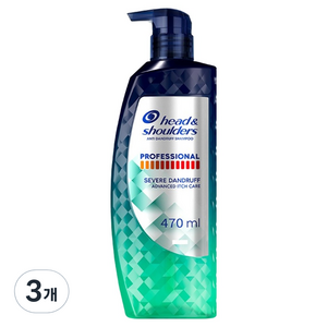 헤드앤숄더 프로페셔널 안티 댄드러프 어드밴스드 가려운 두피 케어 샴푸, 470ml, 3개