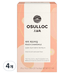 오설록 피치 캐모마일 티백, 1g, 20개입, 4개