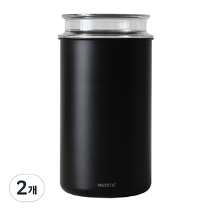 무디타 리본제이 스텐 이중 잠금 진공 원두 보관용기 1400ml, 블랙, 2개