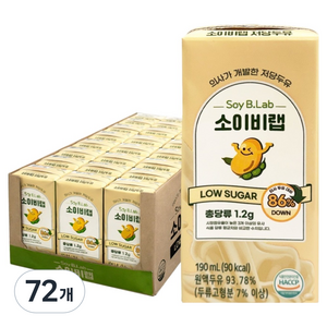 키토선생 소이비랩 저당두유, 190ml, 72개