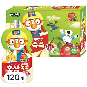 팔도 뽀로로 홍삼쏙쏙 사과매실, 100ml, 120개