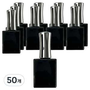메이브라운 매니큐어 공병 유리공병 브러쉬 오일 소분용기 10ml, 50개, 블랙사각병 + 실버캡
