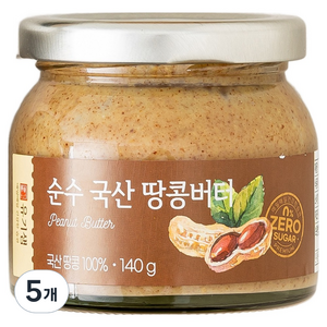 유기샘 순수 땅콩버터, 140g, 5개
