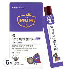 MUM 휴럼 어린이 면역력 아연 젤리 플러스 14p, 280g, 6개
