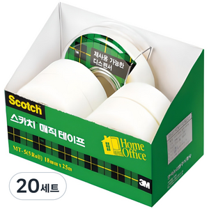 스카치 매직 테이프 디스펜서 + 리필 18mm x 25m 4p 오피스 팩 MT-5, 반투명, 20세트
