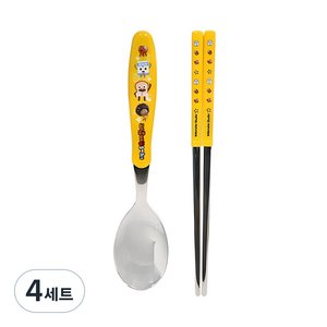 브레드이발소 베이직 수저세트, 혼합색상, 스푼 + 젓가락, 4세트