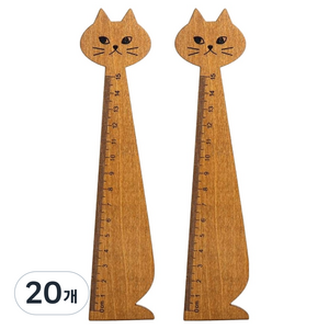 모나코올리브 미야옹 책갈피 겸용 원목 자 15cm, 네추럴, 20개