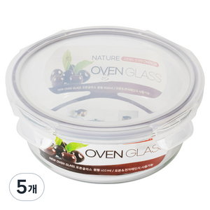 발룬피니 내열 강화유리 원형 밀폐용기, 5개, 400ml