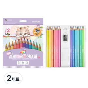 문화연필 더존키즈 점보 파스텔 색연필 세트, 2세트, 12색