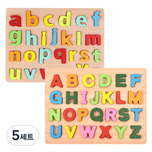 오즈토이 목제 입체 퍼즐 영어 알파벳 소문자+대문자, 5세트, 52피스