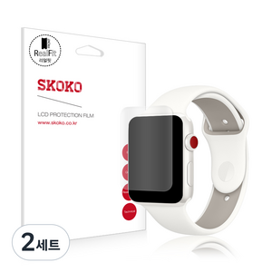 스코코 애플워치3 42mm 풀커버 리얼핏 액정보호필름 2p 세트, 2세트