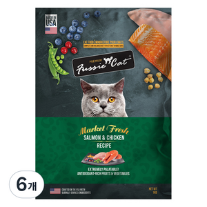퍼시캣 3개월 이상의 전연령용 고양이 연어+치킨 레시피 건식사료, 닭+연어, 1kg, 6개