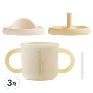 모윰 유아용 올실리콘 양손 유아컵, 200ml, 3개, 바나나