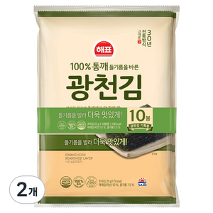 해표 광천김 전장 10p, 200g, 2개