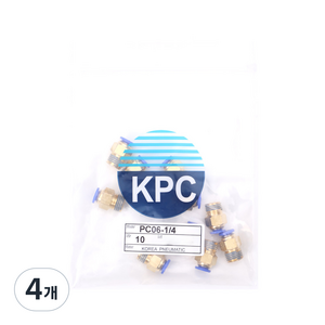 KPC 에어호스 유공압공구 원터치휘팅 PC 06-02, 4개