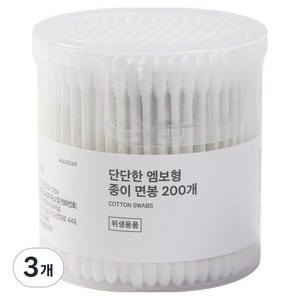 JAJU 단단한 엠보형 종이 면봉, 화이트, 3개