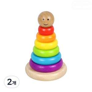 토도리브로 스마일 원목 링 쌓기, 혼합색상, 2개