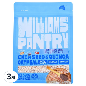 윌리엄팬트리 치아씨드앤퀴노아 오트밀, 500g, 3개