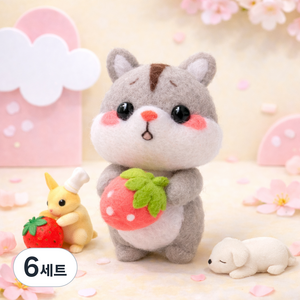 아트조이 DIY 양모펠트 키트, 6세트, 핑크딸기햄스터