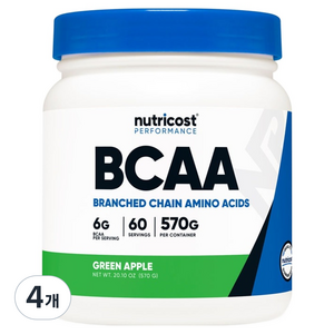 뉴트리코스트 BCAA 파우더 그린애플향, 570g, 4개