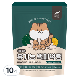 리틀스푼 쌀과자 유기농 떡뻥 스틱 백미떡뻥, 단호박, 30g, 10개