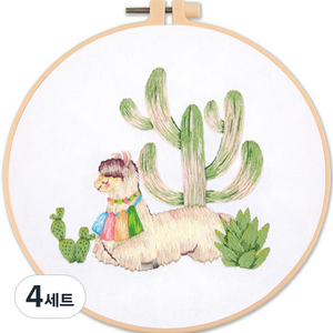 올라운더 캔버스 양 선인장 DIY 십자수 패키지 세트, 4세트, F