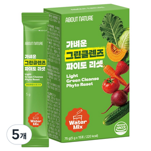 어바웃네이처 가벼운 그린클렌즈 파이토 리셋, 75g, 5개