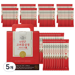 청춘백서 6년근 고려홍삼정 데일리스틱 골드, 100회분, 10g, 5개