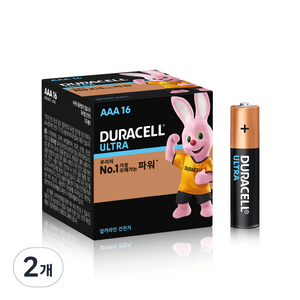듀라셀 울트라 알카라인 AAA 건전지 보관박스팩, 16개입, 2개