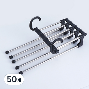 스탠다드리빙 간편 접이식 5단 바지걸이, 블랙, 50개