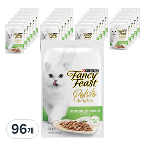 팬시피스트 3개월 이후 고양이 쁘띠딜라이트 주식 파우치, 닭, 50g, 96개