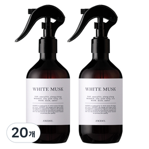 에이센트 드레스 퍼퓸 탈취제 화이트머스크 본품, 20개, 250ml