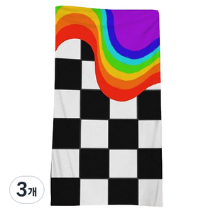 언헤브 유니크 디자인 비치 타월 70 x 150 cm, 16무지개빅체크, 3개